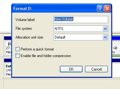 Choose a volume name and the filesystem